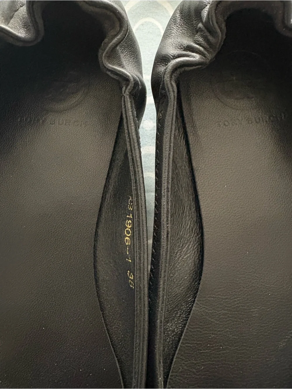 Tory Burch Black Leather Logo Ballet Flats